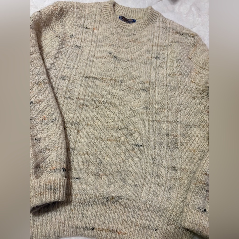 Pendleton Speckled Cream Crewneck Sweater sze med